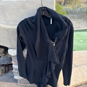 Black Asymmetrical Zip Cardigan